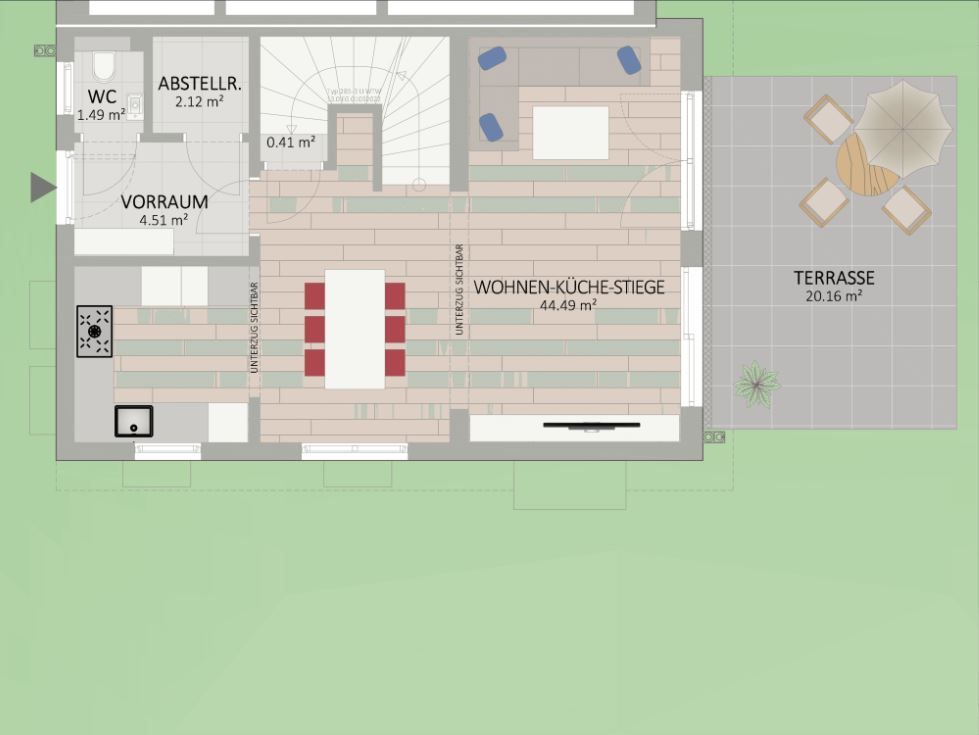 Plan Erdgeschoss von Arztgasse 52 Haus 3