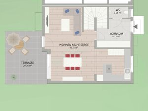 Plan Erdgeschoss von Unterfeldweg 12 Haus 1