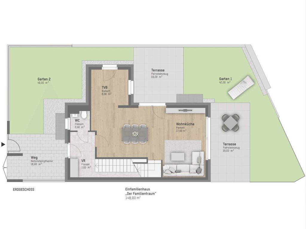 Plan Erdgeschoss von Rieglgasse 1 Haus 1