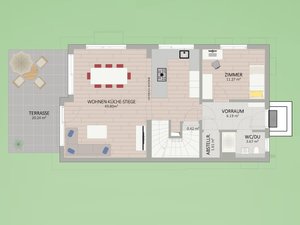 Plan Erdgeschoss von Rügenau 6A Haus 1