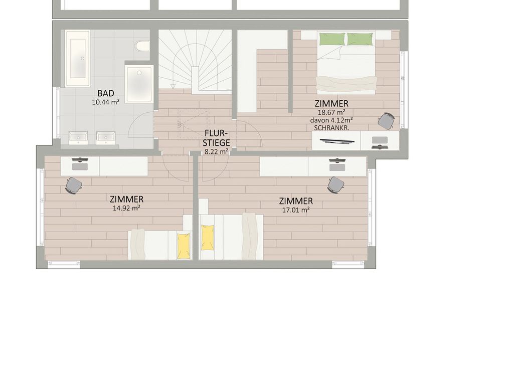 Plan Obergeschoss von Seeadlerweg 19 Haus 2