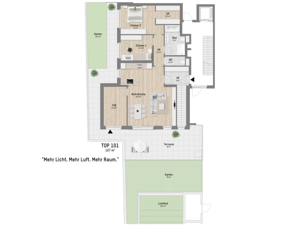 Wohnungsplan von Obstgartenweg 15-17 Top 1.01